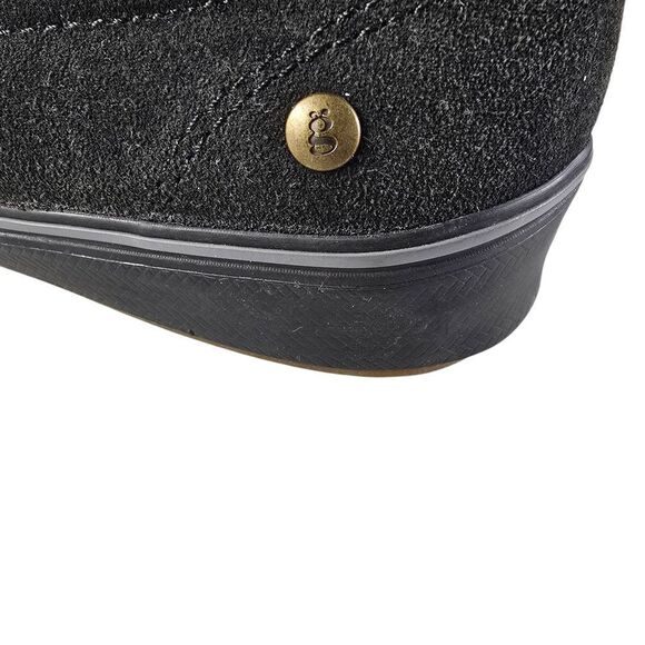 Black Suede Slip-On Loafers with Gold Studs - Picture 4 of 6